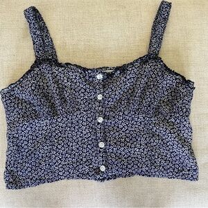 Navy Floral Corset Style Crop Top